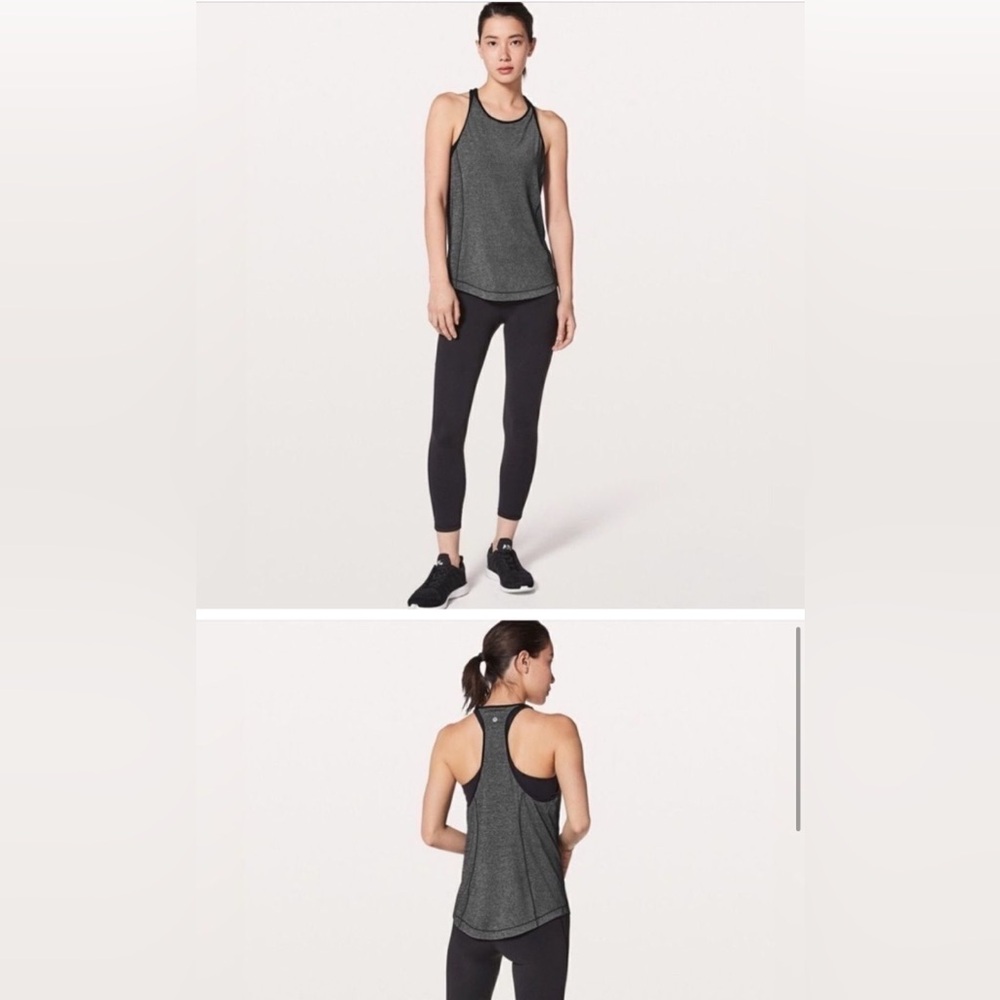 Lululemon Time To Sweat Tank My Race My Pace Heathered Black Gray Size L - Picture 2 of 13